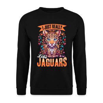 Drôle d’animal jaguar J’aime vraiment les jaguars, ok - Sweat-shirt Unisexe - noir - Devant - Alina (178cm) & Michal (187cm)