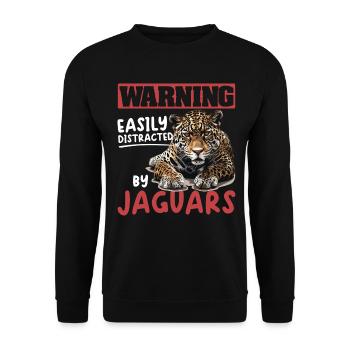 L’avertissement des animaux Jaguar est facilement distrait par les jaguars - Sweat-shirt Unisexe - noir - Devant - Alina (178cm) & Michal (187cm)