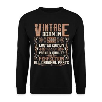 2008 Birthday Vintage 2008 Born Vintage 2008 - Unisex Sweatshirt - black - Front - Alina (178cm) & Michal (187cm)