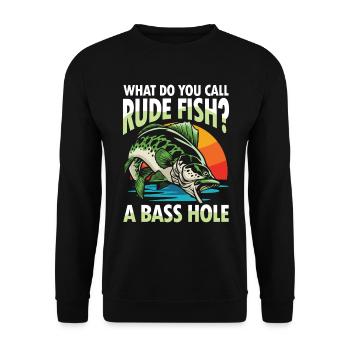 What Do You Call A Rude Fish A Bass Hole - Unisex Pullover - Schwarz - Vorne - Alina (178cm) & Michal (187cm)