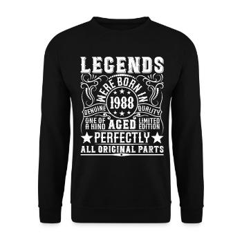 Légendaire Depuis 1988 Anniversaire 1988 Millésime 1988 - Sweat-shirt Unisexe - noir - Devant - Alina (178cm) & Michal (187cm)