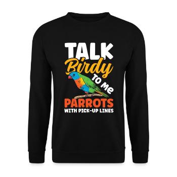 Talk Birdy To Me Parrots With Pick-Up Lines - Unisex Pullover - Schwarz - Vorne - Alina (178cm) & Michal (187cm)