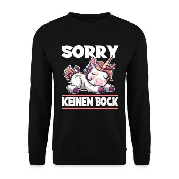 Sorry Keinen Bock Einhorn - Unisex Pullover - Schwarz - Vorne - Alina (178cm) & Michal (187cm)