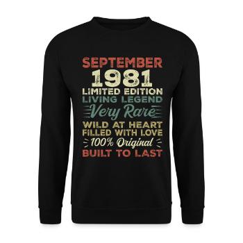 Birthday September 1981 Limited Edition Original - Unisex Sweatshirt - black - Front - Alina (178cm) & Michal (187cm)