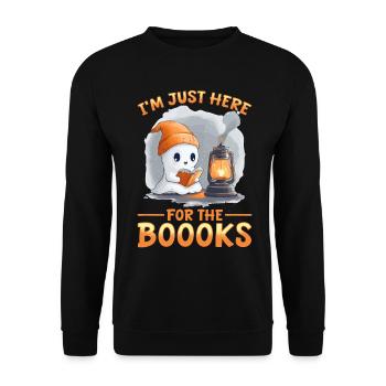 Funny Teacher Halloween Ghost Reading Book - Unisex Pullover - Schwarz - Vorne - Alina (178cm) & Michal (187cm)