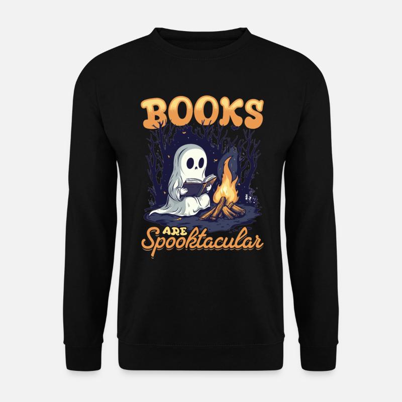 Funny Teacher Halloween Ghost Reading Book - Unisex Pullover - Schwarz