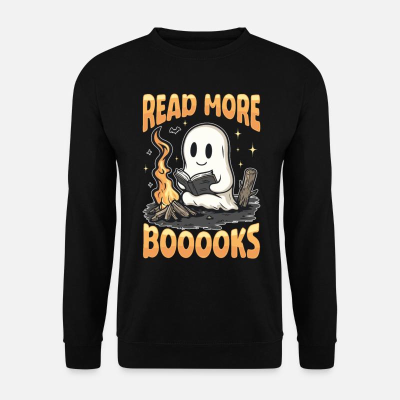 Teacher Halloween Ghost Reading Book - Unisex Pullover - Schwarz
