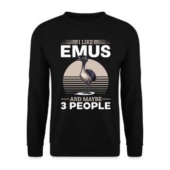 Funny Emu Animal I Like Emus And Maybe 3 People - Unisex Sweatshirt - black - Front - Alina (178cm) & Michal (187cm)