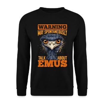 Avertissement animal émeu peut parler spontanément de - Sweat-shirt Unisexe - noir - Devant - Alina (178cm) & Michal (187cm)
