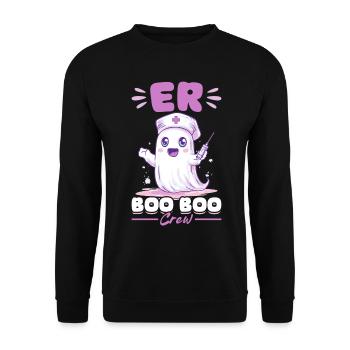 Funny Nurse Halloween Ghost ER Boo Boo Crew - Unisex Sweatshirt - black - Front - Alina (178cm) & Michal (187cm)