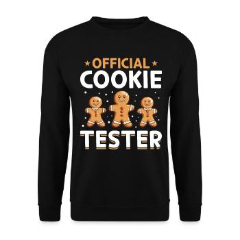 Funny Christmas Gingerbread Official Cookie Tester - Unisex Pullover - Schwarz - Vorne - Alina (178cm) & Michal (187cm)