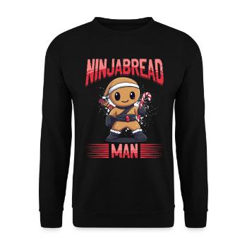 Funny Christmas Gingerbread Ninjabread Man - Unisex Pullover - Schwarz - Vorne - Alina (178cm) & Michal (187cm)
