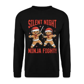Christmas Gingerbread Silent night, ninja fight! - Unisex Sweatshirt - black - Front - Alina (178cm) & Michal (187cm)