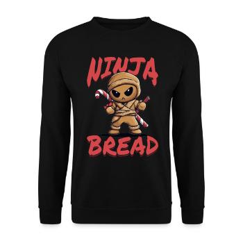 Funny Christmas Gingerbread Ninja Bread - Unisex Pullover - Schwarz - Vorne - Alina (178cm) & Michal (187cm)