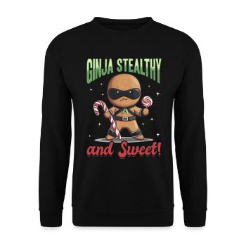 Pain d’épices de Noël Ginja Furtif et sucré ! - Sweat-shirt Unisexe - noir - Devant - Alina (178cm) & Michal (187cm)
