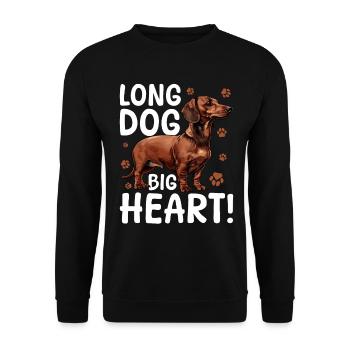 Teckel Doxie Wiener Chien Chien long, grand cœur ! - Sweat-shirt Unisexe - noir - Devant - Alina (178cm) & Michal (187cm)