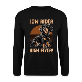 Teckel Doxie Wiener Dog Low rider high flyer - Sweat-shirt Unisexe - noir - Devant - Alina (178cm) & Michal (187cm)