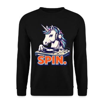 Cute Unicorn DJ 90s Retro Disco Style - Unisex Sweatshirt - black - Front - Alina (178cm) & Michal (187cm)