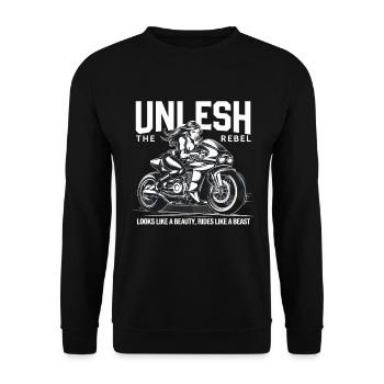 Looks Like A Beauty Rides Like A Beast - Unisex Pullover - Schwarz - Vorne - Alina (178cm) & Michal (187cm)