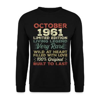 1961 October 1961 birthday October 1961 Original - Unisex Sweatshirt - black - Front - Alina (178cm) & Michal (187cm)