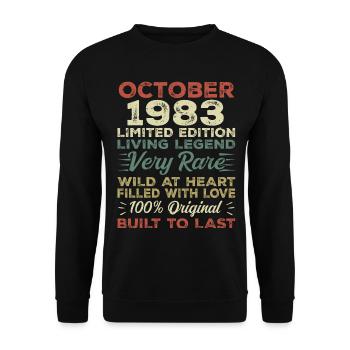 1983 Oktober 1983 Geburtstag Oktober 1983 Original - Unisex Pullover - Schwarz - Vorne - Alina (178cm) & Michal (187cm)