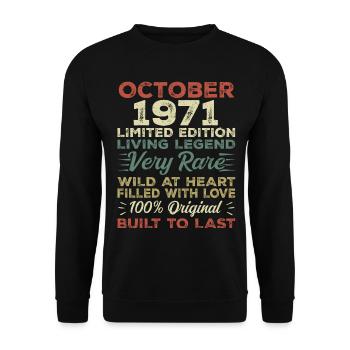 1971 Octobre 1971 Anniversaire Octobre 1971 Original - Sweat-shirt Unisexe - noir - Devant - Alina (178cm) & Michal (187cm)