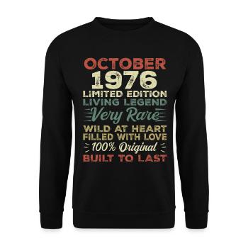 1976 Oktober 1976 Geburtstag Oktober 1976 Original - Unisex Pullover - Schwarz - Vorne - Alina (178cm) & Michal (187cm)