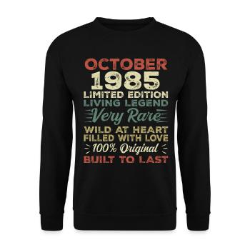 1985 Oktober 1985 Geburtstag Oktober 1985 Original - Unisex Pullover - Schwarz - Vorne - Alina (178cm) & Michal (187cm)