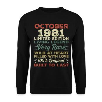 1981 October 1981 birthday October 1981 Original - Unisex Sweatshirt - black - Front - Alina (178cm) & Michal (187cm)