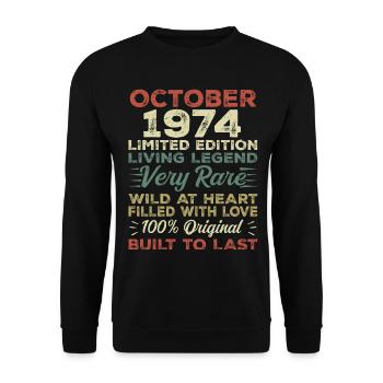1974 October 1974 Birthday October 1974 Original - Unisex Sweatshirt - black - Front - Alina (178cm) & Michal (187cm)