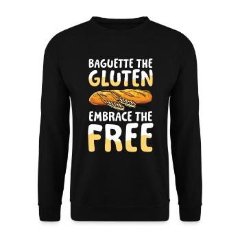 Baguette the gluten embrace the free - Unisex Pullover - Schwarz - Vorne - Alina (178cm) & Michal (187cm)