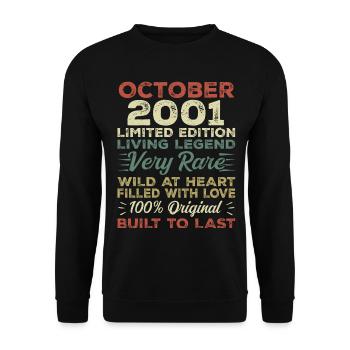 2001 October 2001 birthday October 2001 Original - Unisex Sweatshirt - black - Front - Alina (178cm) & Michal (187cm)
