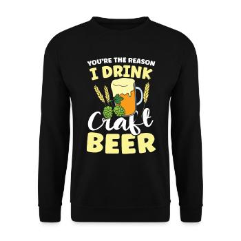 You’re the reason I drink craft beer - Unisex Pullover - Schwarz - Vorne - Alina (178cm) & Michal (187cm)