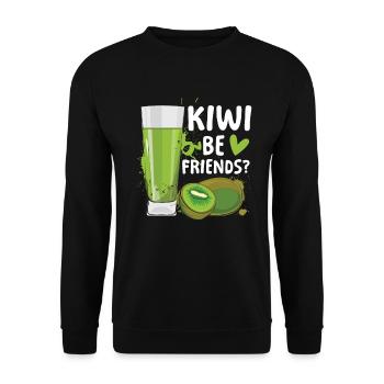 Kiwi be friends für einen Limonadenstand - Unisex Pullover - Schwarz - Vorne - Alina (178cm) & Michal (187cm)
