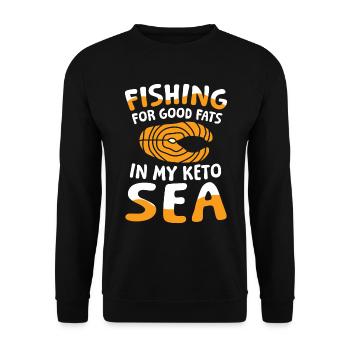 Fishing For Good Fats In My Keto Sea für einen - Unisex Pullover - Schwarz - Vorne - Alina (178cm) & Michal (187cm)