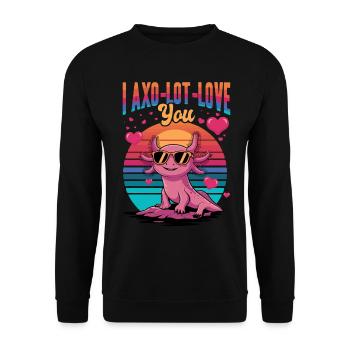 Drôle Axolotl Kawaii je Axo-lot-love toi ! - Sweat-shirt Unisexe - noir - Devant - Alina (178cm) & Michal (187cm)