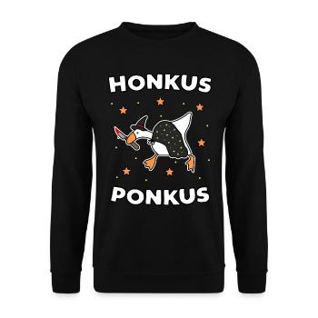 Honkus Ponkus - Unisex Sweatshirt - black - Front - Alina (178cm) & Michal (187cm)