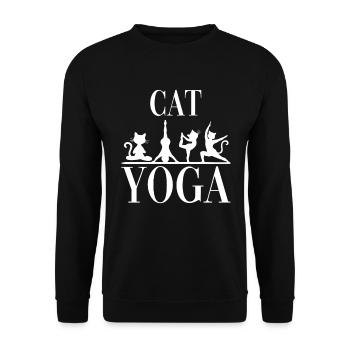 Yoga Katzen für einen Yogaschüler Yogalehrer - Unisex Pullover - Schwarz - Vorne - Alina (178cm) & Michal (187cm)