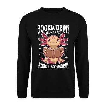 Funny Axolotl Books Kawaii Bookworm - Unisex Pullover - Schwarz - Vorne - Alina (178cm) & Michal (187cm)