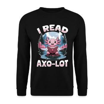 Livres Axolotl drôles Kawaii je lis Axo-lot - Sweat-shirt Unisexe - noir - Devant - Alina (178cm) & Michal (187cm)
