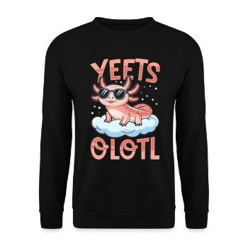 Funny Axolotl with sunglasses Kawaii Yeets Olotl - Unisex Sweatshirt - black - Front - Alina (178cm) & Michal (187cm)