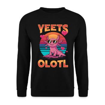 Funny Axolotl with sunglasses Kawaii Yeets Olotl - Unisex Sweatshirt - black - Front - Alina (178cm) & Michal (187cm)
