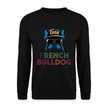 Französische Bulldogge Hund Mops - Unisex Pullover - Schwarz - Vorne - Alina (178cm) & Michal (187cm)
