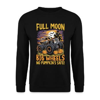 Monster Truck Halloween Full Moon Big Wheels - Unisex Pullover - Schwarz - Vorne - Alina (178cm) & Michal (187cm)