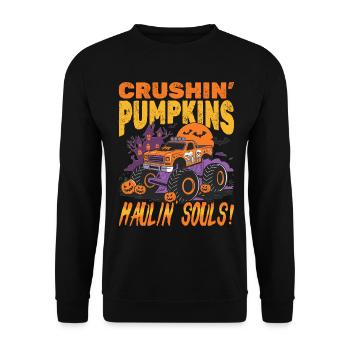 Monster Truck Halloween Crushin Pumpkins - Unisex Pullover - Schwarz - Vorne - Alina (178cm) & Michal (187cm)