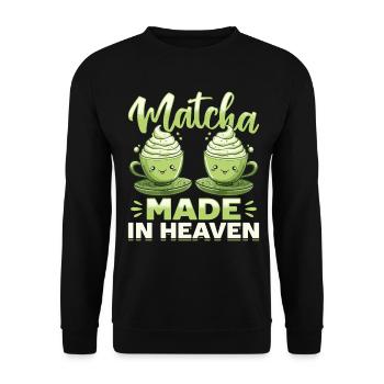 Matcha Green Tea Latte Matcha Made in Heaven - Unisex Sweatshirt - black - Front - Alina (178cm) & Michal (187cm)