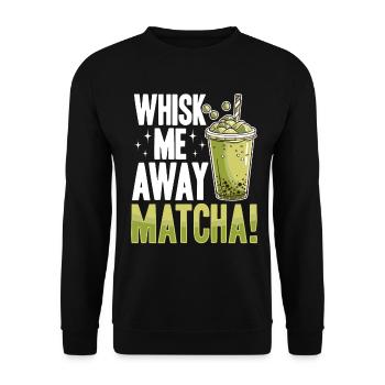 Matcha Green Bubble Tea Latte Boba - Unisex Pullover - Schwarz - Vorne - Alina (178cm) & Michal (187cm)