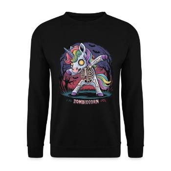 Zombiecorn für Anti Einhorn Fans - Unisex Pullover - Schwarz - Vorne - Alina (178cm) & Michal (187cm)