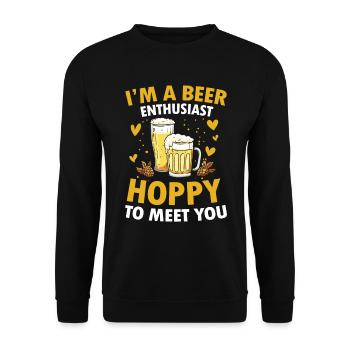 I’m a beer enthusiast hoppy to meet you - Unisex Pullover - Schwarz - Vorne - Alina (178cm) & Michal (187cm)