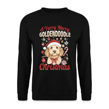 Goldendoodle Noël chien race A Very Merry - Sweat-shirt Unisexe - noir - Devant - Alina (178cm) & Michal (187cm)